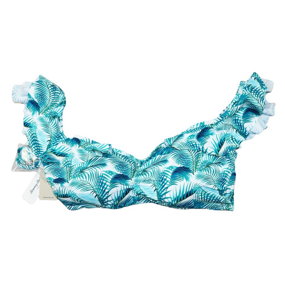 Tommy Bahama Among Fronts Flutter Shoulders Wire-Free Swimwear Bikini Top L NWT
